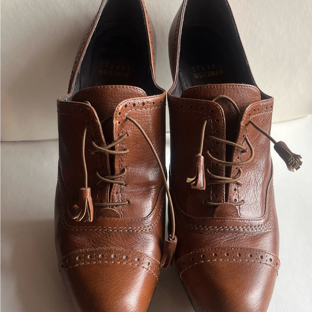 Stuart Weitzman, platform, leather oxfords.